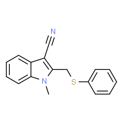 ChemSpider 2D Image | 1-methyl-2-[(phenylthio)methyl]-3-indolecarbonitrile | C17H14N2S