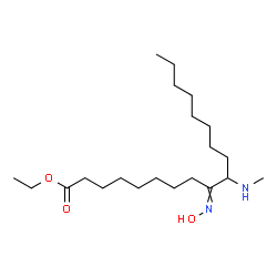 ChemSpider 2D Image | ETHYL 9-(HYDROXYIMINO)-10-(METHYLAMINO)OCTADECANOATE | C21H42N2O3