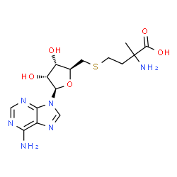 ChemSpider 2D Image | 2-Amino-4-({[(2S,3S,4R,5R)-5-(6-amino-9H-purin-9-yl)-3,4-dihydroxytetrahydro-2-furanyl]methyl}sulfanyl)-2-methylbutanoic acid (non-preferred name) | C15H22N6O5S