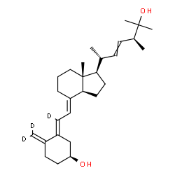 ChemSpider 2D Image | (3S,5E,7E)-(6,19,19-~2~H_3_)-9,10-Secoergosta-5,7,10,22-tetraene-3,25-diol | C28H41D3O2