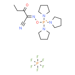 ChemSpider 2D Image | (E)-{[(1-Cyano-2-oxobutylidene)amino]oxy}tri(pyrrolidin-1-yl)phosphonium hexafluorophosphate(V) | C17H29F6N5O2P2