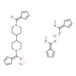 ChemSpider 2D Image | Iron(2+) 4,4'-bipiperidine-1,1'-diylbis(2,4-cyclopentadien-1-ylidenemethanolate) 2,4-cyclopentadien-1-ylidene(methoxy)methanolate (2:1:2) | C36H40Fe2N2O6