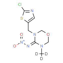 ChemSpider 2D Image | (4Z)-3-[(2-Chloro-1,3-thiazol-5-yl)methyl]-5-(~2~H_3_)methyl-N-nitro-1,3,5-oxadiazinan-4-imine | C8H7D3ClN5O3S