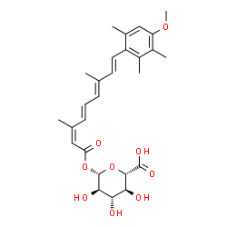ChemSpider 2D Image | 1-O-[(2Z,4E,6E,8E)-9-(4-Methoxy-2,3,6-trimethylphenyl)-3,7-dimethyl-2,4,6,8-nonatetraenoyl]-beta-D-glucopyranuronic acid | C27H34O9