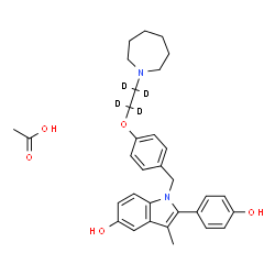 ChemSpider 2D Image | 1-(4-{[2-(1-Azepanyl)(~2~H_4_)ethyl]oxy}benzyl)-2-(4-hydroxyphenyl)-3-methyl-1H-indol-5-ol acetate (1:1) | C32H34D4N2O5