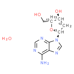 ChemSpider 2D Image | 9-{2-[(1,2,3,4-~13~C_4_)Deoxy]-beta-D-threo-pentofuranosyl}-9H-purin-6-amine hydrate (1:1) | C613C4H15N5O4