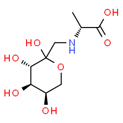 ChemSpider 2D Image | (2R)-2-({[(3S,4R,5R)-2,3,4,5-Tetrahydroxytetrahydro-2H-pyran-2-yl]methyl}amino)propanoic acid (non-preferred name) | C9H17NO7