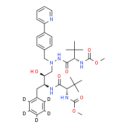 ChemSpider 2D Image | Methyl {(5S,10S,11S,14S)-10-hydroxy-15,15-dimethyl-5-(2-methyl-2-propanyl)-3,6,13-trioxo-11-[(~2~H_5_)phenylmethyl]-8-[4-(2-pyridinyl)benzyl]-2-oxa-4,7,8,12-tetraazahexadecan-14-yl}carbamate (non-pref
erred name) | C38H47D5N6O7