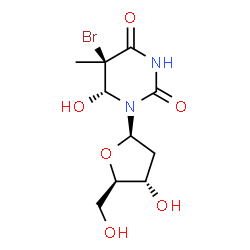 ChemSpider 2D Image | 5-Bromo-6-hydroxy-5,6-dihydrothymidine | C10H15BrN2O6