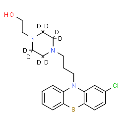 ChemSpider 2D Image | 2-{4-[3-(2-Chloro-10H-phenothiazin-10-yl)propyl](~2~H_8_)-1-piperazinyl}ethanol | C21H18D8ClN3OS