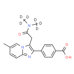 ChemSpider 2D Image | 4-[3-(2-{Bis[(~2~H_3_)methyl]amino}-2-oxoethyl)-6-methylimidazo[1,2-a]pyridin-2-yl]benzoic acid | C19H13D6N3O3