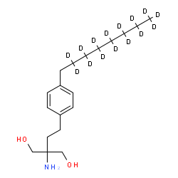 ChemSpider 2D Image | 2-Amino-2-(2-{4-[(2,2,3,3,4,4,5,5,6,6,7,7,8,8,8-~2~H_15_)octyl]phenyl}ethyl)-1,3-propanediol | C19H18D15NO2