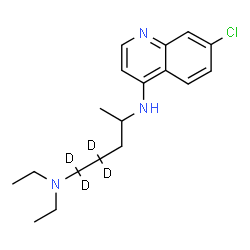 ChemSpider 2D Image | N~4~-(7-Chloro-4-quinolinyl)-N~1~,N~1~-diethyl-1,4-(1,1,2,2-~2~H_4_)pentanediamine | C18H22D4ClN3