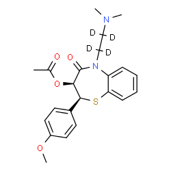ChemSpider 2D Image | (2S,3S)-5-[2-(Dimethylamino)(~2~H_4_)ethyl]-2-(4-methoxyphenyl)-4-oxo-2,3,4,5-tetrahydro-1,5-benzothiazepin-3-yl acetate | C22H22D4N2O4S
