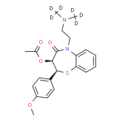 ChemSpider 2D Image | (2S,3S)-5-(2-{Bis[(~2~H_3_)methyl]amino}ethyl)-2-(4-methoxyphenyl)-4-oxo-2,3,4,5-tetrahydro-1,5-benzothiazepin-3-yl acetate | C22H20D6N2O4S