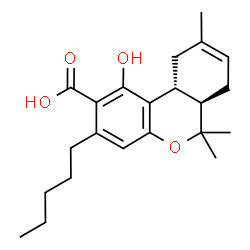 ChemSpider 2D Image | (6aR,10aR)-1-Hydroxy-6,6,9-trimethyl-3-pentyl-6a,7,10,10a-tetrahydro-6H-benzo[c]chromene-2-carboxylic acid | C22H30O4