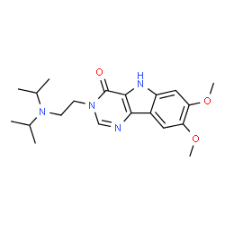 ChemSpider 2D Image | 3-[2-(Diisopropylamino)ethyl]-7,8-dimethoxy-3,5-dihydro-4H-pyrimido[5,4-b]indol-4-one | C20H28N4O3