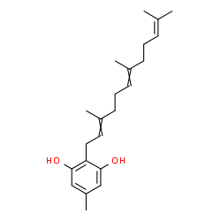 ChemSpider 2D Image | 5-Methyl-2-(3,7,11-trimethyl-2,6,10-dodecatrien-1-yl)-1,3-benzenediol | C22H32O2