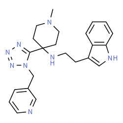ChemSpider 2D Image | N-[2-(1H-Indol-3-yl)ethyl]-1-methyl-4-[1-(3-pyridinylmethyl)-1H-tetrazol-5-yl]-4-piperidinamine | C23H28N8