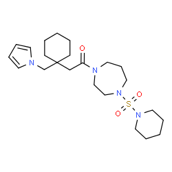 ChemSpider 2D Image | 1-[4-(1-Piperidinylsulfonyl)-1,4-diazepan-1-yl]-2-[1-(1H-pyrrol-1-ylmethyl)cyclohexyl]ethanone | C23H38N4O3S