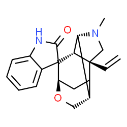 ChemSpider 2D Image | (2'R,3S,5'S,6'R,8'R,11'S)-4'-Methyl-2'-vinylspiro[indole-3,7'-[9]oxa[4]azatetracyclo[6.3.1.0~2,6~.0~5,11~]dodecan]-2(1H)-one | C20H22N2O2