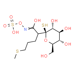 ChemSpider 2D Image | 1-C-{1-Hydroxy-5-(methylsulfanyl)-1-[(sulfooxy)imino]-2-pentanyl}-1-thio-beta-D-glucopyranose | C12H23NO10S3