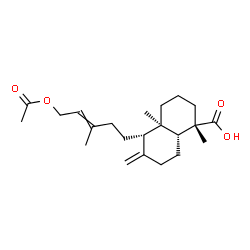 ChemSpider 2D Image | (1S,4aR,5S,8aR)-5-(5-Acetoxy-3-methyl-3-penten-1-yl)-1,4a-dimethyl-6-methylenedecahydro-1-naphthalenecarboxylic acid | C22H34O4
