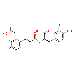 ChemSpider 2D Image | (2R)-2-({3-[2-(Carboxymethyl)-3,4-dihydroxyphenyl]acryloyl}oxy)-3-(3,4-dihydroxyphenyl)propanoic acid | C20H18O10