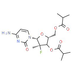 ChemSpider 2D Image | (3xi)-2'-Deoxy-2'-fluoro-3',5'-di-O-isobutyryl-2'-methylcytidine | C18H26FN3O6