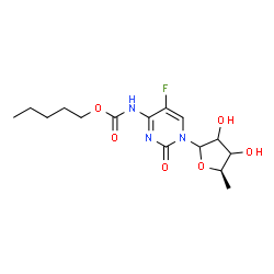 ChemSpider 2D Image | 1-(5-Deoxy-D-glycero-pentofuranosyl)-5-fluoro-4-{[(pentyloxy)carbonyl]amino}-2(1H)-pyrimidinone | C15H22FN3O6