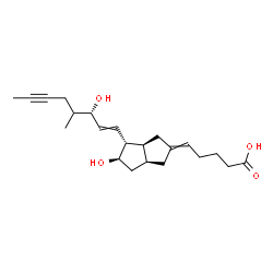 ChemSpider 2D Image | 5-[(3aS,4R,5R,6aS)-5-Hydroxy-4-[(3S)-3-hydroxy-4-methyl-1-octen-6-yn-1-yl]hexahydro-2(1H)-pentalenylidene]pentanoic acid | C22H32O4