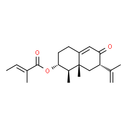 ChemSpider 2D Image | (1R,2R,7S,8aR)-7-Isopropenyl-1,8a-dimethyl-6-oxo-1,2,3,4,6,7,8,8a-octahydro-2-naphthalenyl (2E)-2-methyl-2-butenoate | C20H28O3