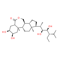 ChemSpider 2D Image | (5S,6R,7aR,7bS,9aS,10S,12aS,12bS)-10-[(2S,3S,4S,5S)-5-Ethyl-3,4-dihydroxy-6-methyl-2-heptanyl]-5,6-dihydroxy-7a,9a-dimethylhexadecahydro-3H-benzo[c]indeno[5,4-e]oxepin-3-one | C29H50O6