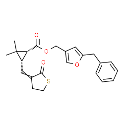 ChemSpider 2D Image | (5-Benzyl-3-furyl)methyl (1R,3S)-2,2-dimethyl-3-[(2-oxodihydro-3(2H)-thiophenylidene)methyl]cyclopropanecarboxylate | C23H24O4S