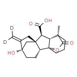 ChemSpider 2D Image | (1R,2R,5S,8S,9S,10R,11R)-5-Hydroxy-11-methyl-6-(~2~H_2_)methylene-16-oxo-15-oxapentacyclo[9.3.2.1~5,8~.0~1,10~.0~2,8~]heptadecane-9-carboxylic acid | C19H22D2O5