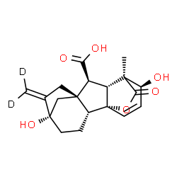 ChemSpider 2D Image | (1R,2R,5S,8S,9S,10R,11S,12S)-5,12-Dihydroxy-11-methyl-6-(~2~H_2_)methylene-16-oxo-15-oxapentacyclo[9.3.2.1~5,8~.0~1,10~.0~2,8~]heptadec-13-ene-9-carboxylic acid | C19H20D2O6