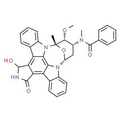 ChemSpider 2D Image | N-[(2S,3R,4R,6R)-18-Hydroxy-3-methoxy-2-methyl-16-oxo-29-oxa-1,7,17-triazaoctacyclo[12.12.2.1~2,6~.0~7,28~.0~8,13~.0~15,19~.0~20,27~.0~21,26~]nonacosa-8,10,12,14,19,21,23,25,27-nonaen-4-yl]-N-methylbe
nzamide | C35H30N4O5