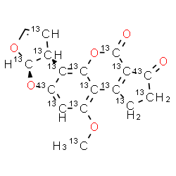 ChemSpider 2D Image | (6aR,9aS)-4-[(~13~C)Methyloxy](1,2,3,3a,3b,4,5,5a,6a,9,9a,9b,9c,11,11a-~13~C_15_)-2,3,6a,9a-tetrahydrocyclopenta[c]furo[3',2':4,5]furo[2,3-h]chromene-1,11-dione | C13C16H12O6
