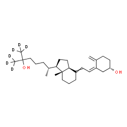 ChemSpider 2D Image | (3S,5Z)-(26,26,26,27,27,27-~2~H_6_)-9,10-Secocholesta-5,7,10-triene-3,25-diol | C27H38D6O2