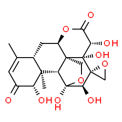 ChemSpider 2D Image | (1beta,11alpha,12alpha,15beta)-1,11,12,14,15-Pentahydroxy-11,20:13,21-diepoxypicras-3-ene-2,16-dione | C20H24O10