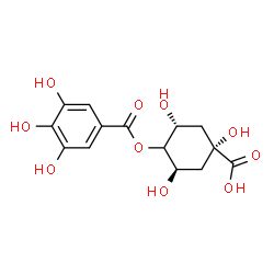 ChemSpider 2D Image | (3R,5R)-1,3,5-Trihydroxy-4-[(3,4,5-trihydroxybenzoyl)oxy]cyclohexanecarboxylic acid | C14H16O10