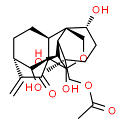 ChemSpider 2D Image | (1beta,6alpha,9beta,10alpha,13alpha,14S)-1,6,7,14-Tetrahydroxy-15-oxo-7,20-epoxykaur-16-en-19-yl acetate | C22H30O8