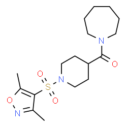 ChemSpider 2D Image | 1-Azepanyl{1-[(3,5-dimethyl-1,2-oxazol-4-yl)sulfonyl]-4-piperidinyl}methanone | C17H27N3O4S