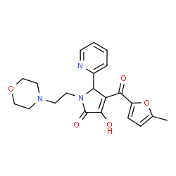 ChemSpider 2D Image | 3-Hydroxy-4-(5-methyl-2-furoyl)-1-[2-(4-morpholinyl)ethyl]-5-(2-pyridinyl)-1,5-dihydro-2H-pyrrol-2-one | C21H23N3O5