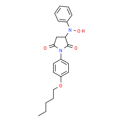 ChemSpider 2D Image | 3-[Hydroxy(phenyl)amino]-1-[4-(pentyloxy)phenyl]-2,5-pyrrolidinedione | C21H24N2O4