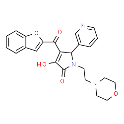 ChemSpider 2D Image | 4-(1-Benzofuran-2-ylcarbonyl)-3-hydroxy-1-[2-(4-morpholinyl)ethyl]-5-(3-pyridinyl)-1,5-dihydro-2H-pyrrol-2-one | C24H23N3O5
