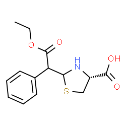 ChemSpider 2D Image | (4R)-2-(2-Ethoxy-2-oxo-1-phenylethyl)-1,3-thiazolidine-4-carboxylic acid | C14H17NO4S