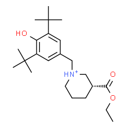 ChemSpider 2D Image | (3R)-3-(Ethoxycarbonyl)-1-[4-hydroxy-3,5-bis(2-methyl-2-propanyl)benzyl]piperidinium | C23H38NO3