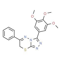 ChemSpider 2D Image | 6-Phenyl-3-(3,4,5-trimethoxyphenyl)-7H-[1,2,4]triazolo[3,4-b][1,3,4]thiadiazine | C19H18N4O3S