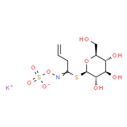 ChemSpider 2D Image | Potassium 1-S-[N-(sulfonatooxy)-3-butenimidoyl]-1-thio-beta-L-glucopyranose | C10H16KNO9S2